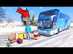 Franklin and Shinchan Plane A Road Trip With Luxury BUS From Los Santos To North Yankton IN GTA V