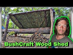 building a wood shed at my homeless Bushcraft camp