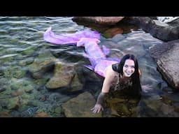 Mermaid struggles to get into cold water (the realities of being a professional mermaid)