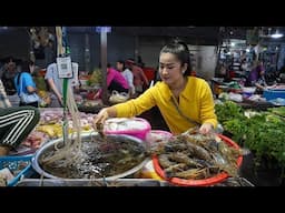 Market show: Yummy river shrimp, crispy pork and fry rice cooking - Countryside Life TV