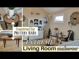 EXTREME LIVING ROOM MAKEOVER INSPIRED BY POTTERY BARN!!~DIY Coffee Table Pottery Barn Dupe