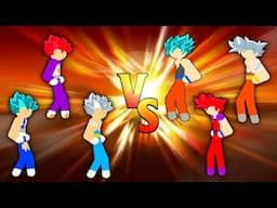 Stickman Warriors Fight 3×3    Vegeta God Vegeta Blue Vegeta Ultra vs Goku God Goku Blue Goku Ultra