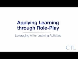 Applying Learning through Role-Play | AI for Learning