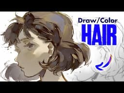 How to Draw & Color HAIR // HUION Kamvas 22 Plus