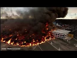 Lava burns Blue Lagoon Storage Building and destroys the parking lot! 21.11.24