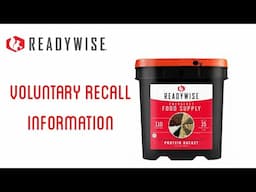 READYWISE Voluntary Recall of the Protein Bucket : Emergency Food Supply Bucket : Listeria : Costco