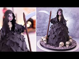 HALLOWEEN CAKE Decorating Tutorial - How to make a Grim Reaper Cake