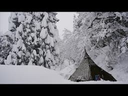 雪深い森の中でソロキャンプ|ホットテントとラッセル