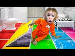 KiKi Monkey escape Impossible Prison Maze to take Four Elements Pringles Machine | KUDO ANIMAL KIKI