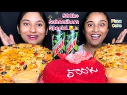 500k+🥳🎉Subscribers Special  Mukbang Pizza,Cake with some secrets in our life😥|Ansuni batein apke