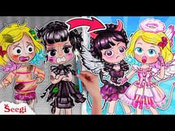 DEVIL WEDNESDAY & ANGEL ENID'S | Who Will Stand Out After Plastic Surgery? Stop Motion Paper DIY