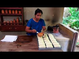 Village Mini Bread Recipe | I Baked Egg stuffed Milk Bread in a Traditional Wood Fired Oven