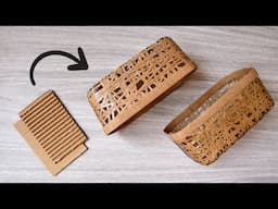 TRENDY BASKET MADE OF CARDBOARD | Storage Cardboard Basket | Cardboard Recycle Ideas | Arts & Crafts