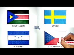 Drawing the Flag of South Sudan, Sweden, Honduras, Czech Republic