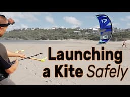 Launching a kite safely (with assistant, inflatable power kite)