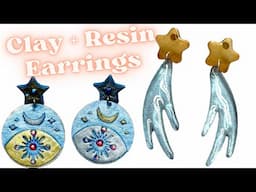 Create mystical celestial shooting star moon polymer clay earrings with Create Along Box supplies