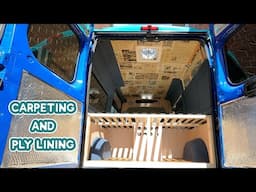 PLY LINING and 4-WAY STRETCH CARPETING a campervan LIKE A PRO - DIY Budget Campervan Conversion