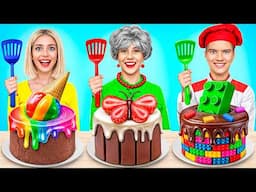 Me vs Grandma Vs Chef Cooking Challenge! Cake Decorating Life Hacks by YUMMY JELLY