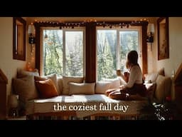 The Coziest Fall Day at My Cabin in the Woods 🍁🍂☕️ - reading, forest bathing & blackberry picking