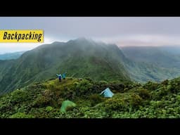 Camping on top of a remote mountain peak in Hawaii