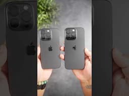 Quick side by side of iphone 15 pro and iphone 16 pro in black titanium. #shorts #iphone16pro