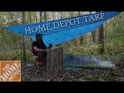 Camping in the Rain | Blue Home Depot Tarp Shelter w/Screen Bivy