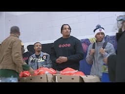 Washington Commanders players help give away turkeys to the local community