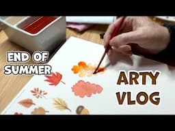 Arty Vlog - Cosy Autumn Stuff - Watercolor Painting Leaves - Studio Vlog 24