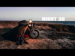 Solo Camping Beside my Motorcycle in Extreme Winds | Nature ASMR | Lakeside Camping