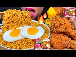 ASMR SPICY INDOMIE MI GORENG, SPICY FRIED CHICKEN, FRIED EGGS MASSIVE Eating Sounds