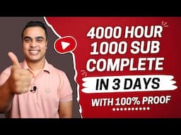 How To Get 4000 Hours Watchtime & 1000 Subscribers মাত্র ৩ দিনে  😱 100% Real 🔥