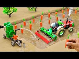 diy mini tractor modern rotavator plough machine | carrot farming @sanocreator