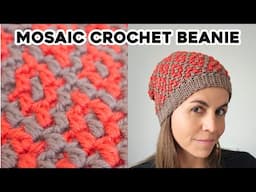 CROCHET MOSAIC BEANIE | how to crochet the easiest hat in the mosaic crochet technique step by step!