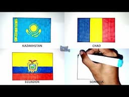 Drawing the Flag of Kazakhstan, Chad, Ecuador, Somalia