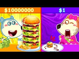 🔴 LIVE: $1 vs $1,000,000 Burger | Rich vs Broke Compilation + More | Wolfoo Family