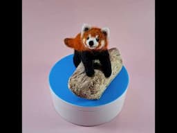 Miniature needle felted red panda 🥺🧡 #needlefelting #cute #redpanda #fiberart #miniature #felt #wool