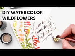 PENSTEMON WATERCOLOR TUTORIAL & Modern Calligraphy Quote