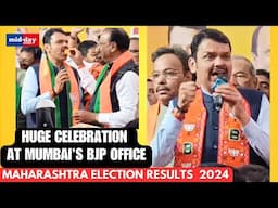 Maharashtra Election Result 2024: Devendra Fadnavis welcomed with Dhol - Jalebi at BJP office