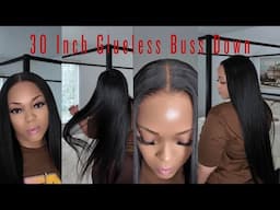 BGM Girl Hair 30 Inch  Straight Glueless Wig+Pre Cut Lace+Pre Bleached Knots+Pre Plucked Hairline