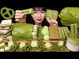 녹차 그린티🟢녹차밀크스프레드 케이크 브라우니 찹쌀떡 초콜릿 먹방~! MATCHA GREEN TEA DESSERT CAKE BROWNIE RICE CAKE ASMR MUKBANG