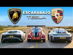 Lambo Aventador SV vs 911 GT3 RS vs Escarabajo Tesla: ARRANCONES