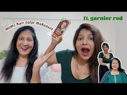 I colored my Mom's Hair at home! GARNIER RED on Indian Skin | No Bleach Needed