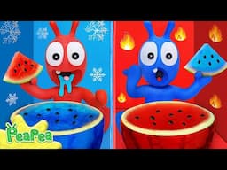 PeaPea Tries Hot vs Cold Watermelon Challenge - Funny Cartoon For Kids