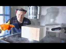 Can Giant Wood Block Frozen in Liquid Nitrogen STOP Hydraulic Press