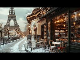 France Coffee Shop Space with Winter Ambience - Soothing Bossa Nova Jazz Music for Relaxing Weekend