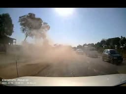 Dashcam video of a truck tyre explosion: Incredible footage