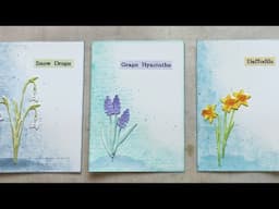 Mixed Media Spring Flower ATC Trio - Artist Trading Cards ATCS