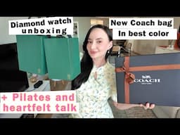 New Coach Bag | Diamond watch unboxing | Pilates and heartfelt talk |vlog