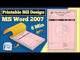 Ms Word 2007 Printable 8 Minute Bill Design Tutorial | How to Make Bill in MS Word Hindi Tutorial