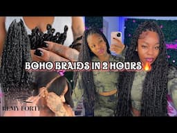 BOHO BRAIDS IN 2 HOURS 🔥*Beginner Friendly*  HUMAN HAIR CROCHET BRAIDS FT. REMYFORTE HAIR